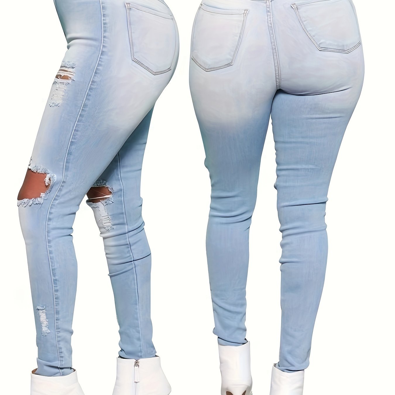 Ripped High Rise Skinny Jeans