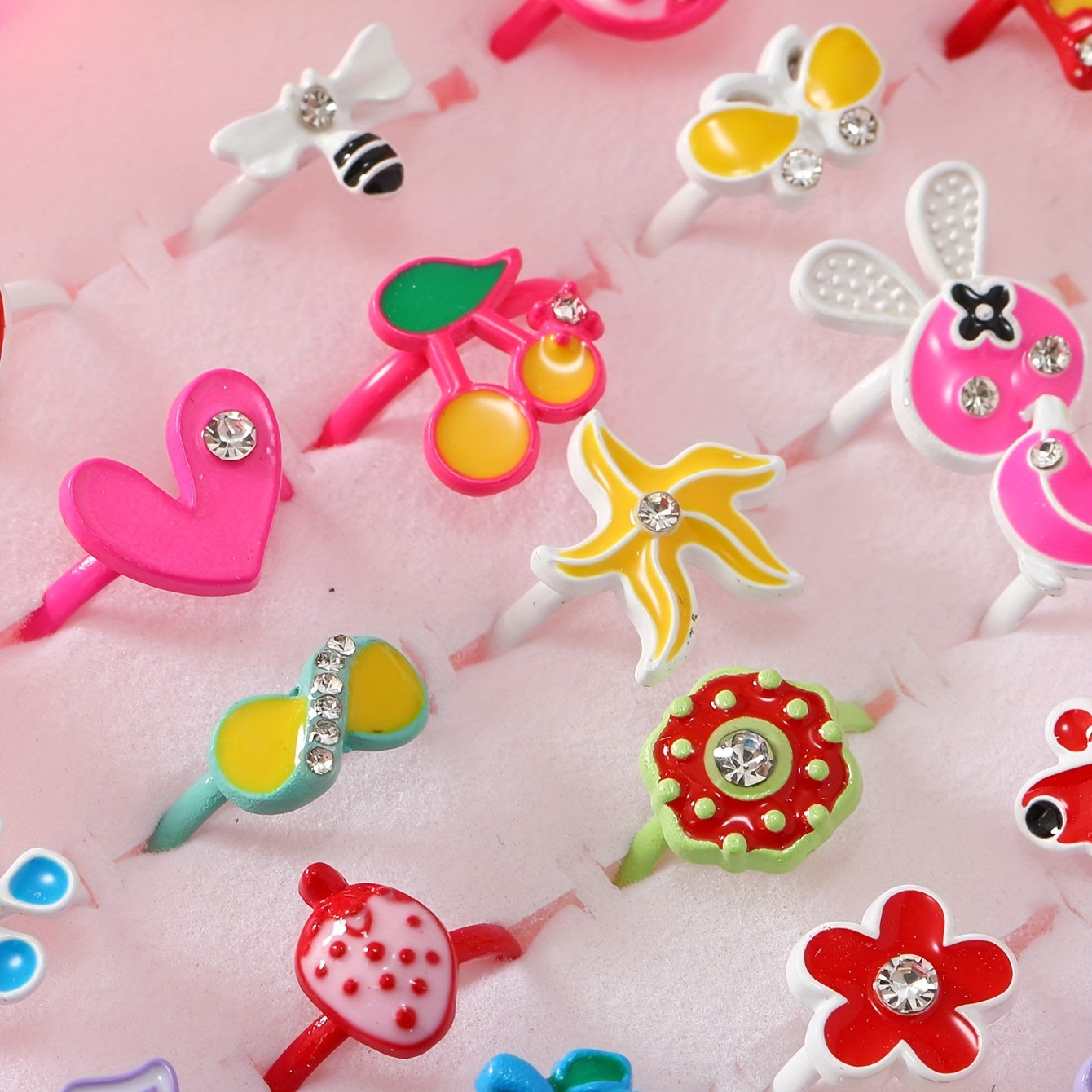 36 Girls Cartoon Multicolor Rings Random Style