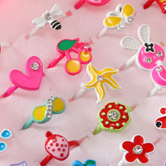 36 Girls Cartoon Multicolor Rings Random Style