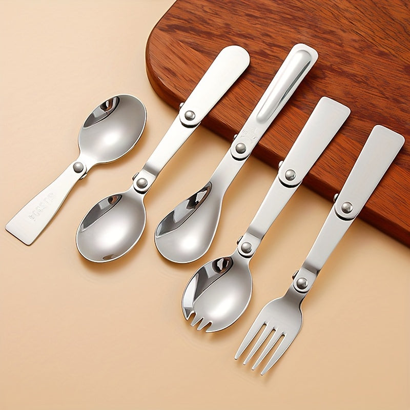 304 Stainless Steel Portable Three Fold Spoon And Fork