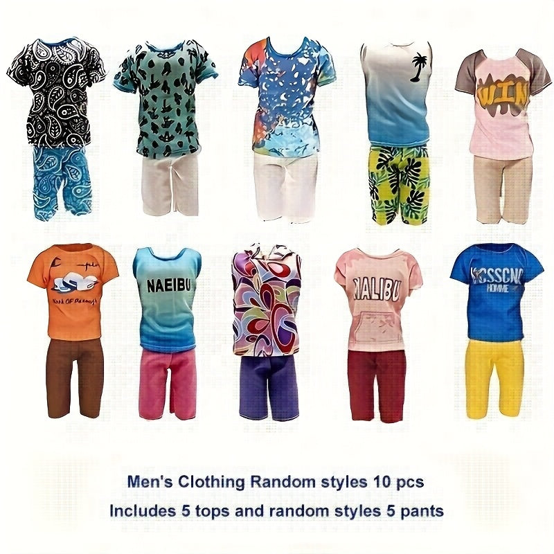 10pcs 11.8in Male Doll Clothing Set Christmas Party Outfits