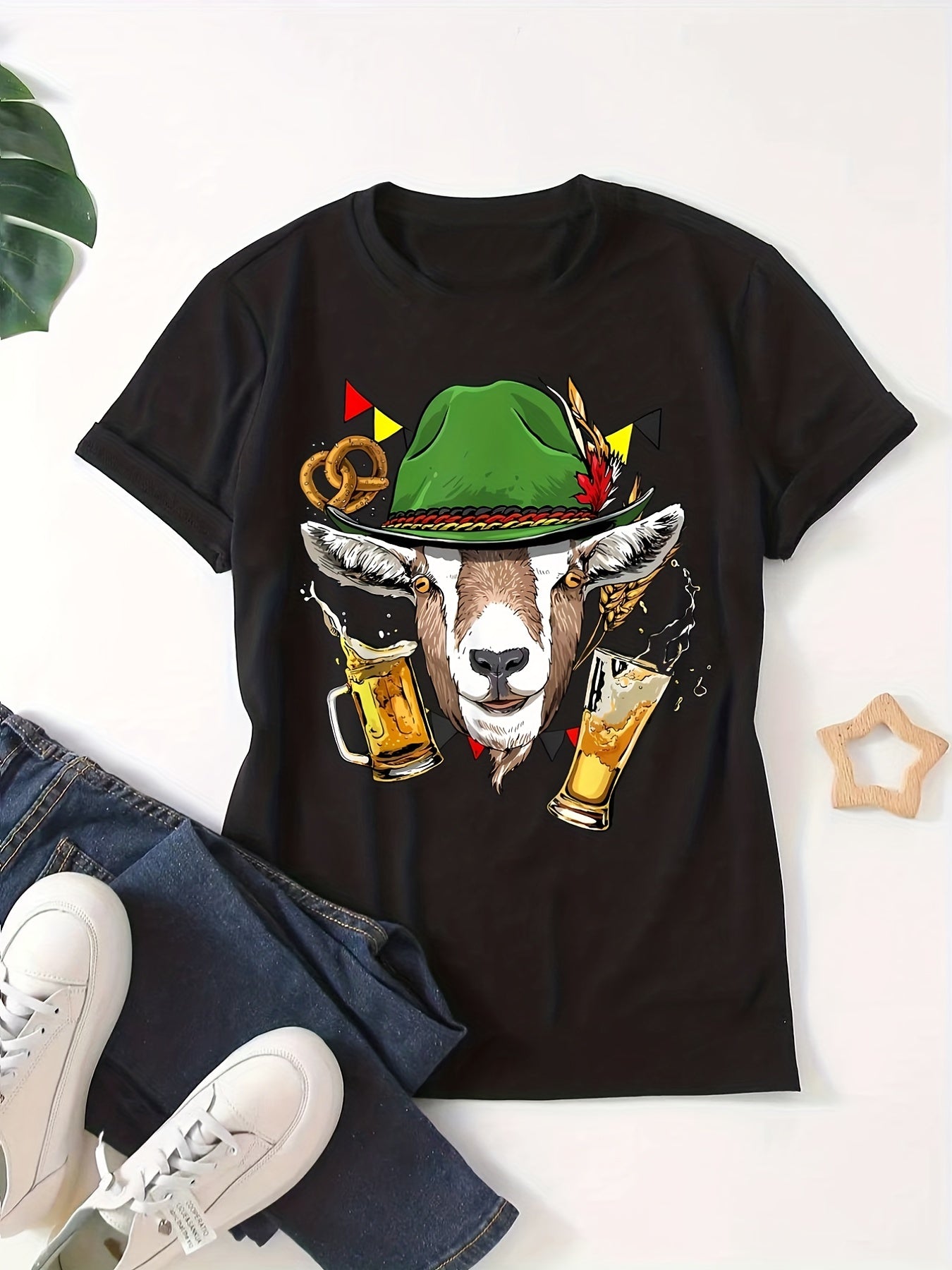 Women's Beer Cup Graphic T-Shirt Short Sleeve Summer Street Sports Top