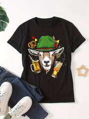 Women's Beer Cup Graphic T-Shirt Short Sleeve Summer Street Sports Top