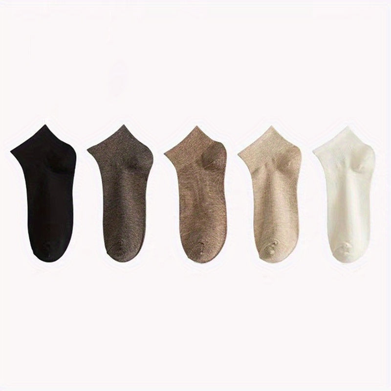 5 Pairs Solid Short Socks Soft & Comfy Women's Stockings & Hosiery