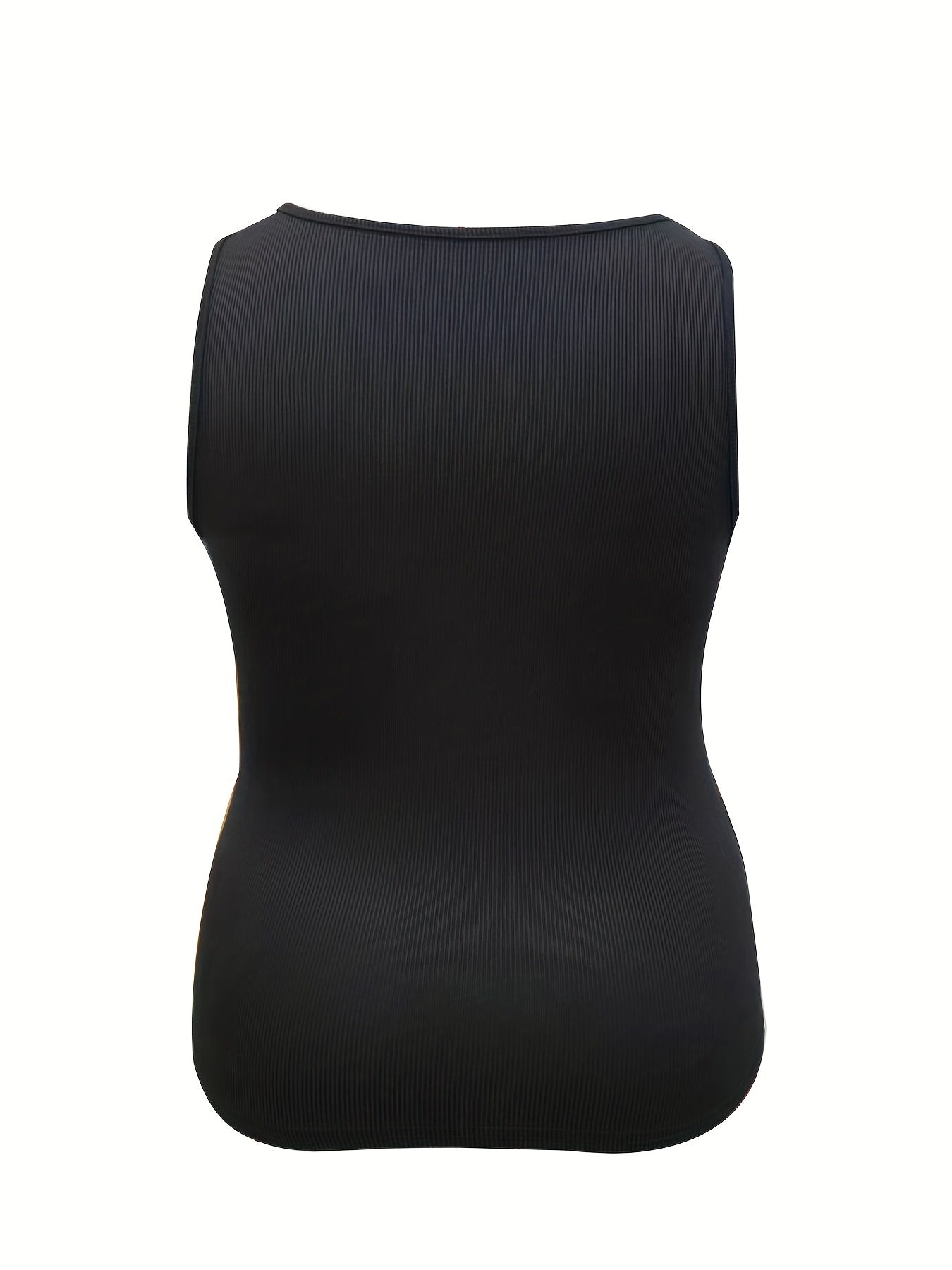 Ribbed Button Round Neck Slim Fit Tank Top