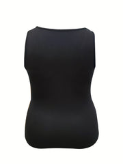 Ribbed Button Round Neck Slim Fit Tank Top