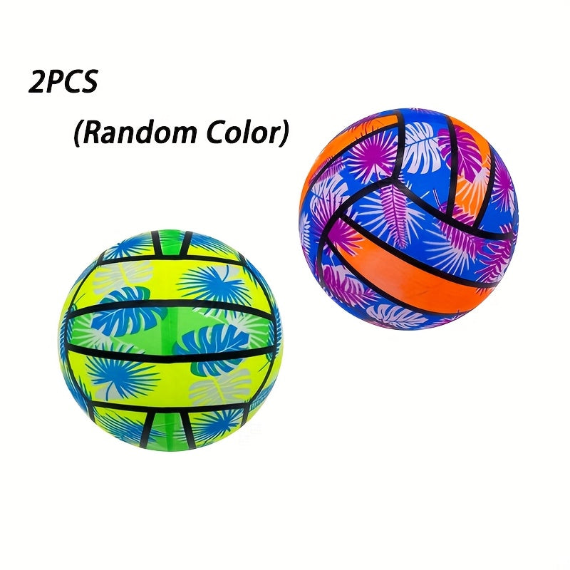 PVC Beach Volleyball Tropical Floral Pattern Orange Pu