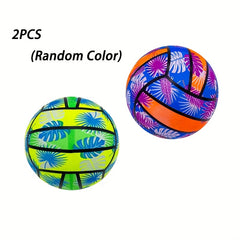 PVC Beach Volleyball Tropical Floral Pattern Orange Pu