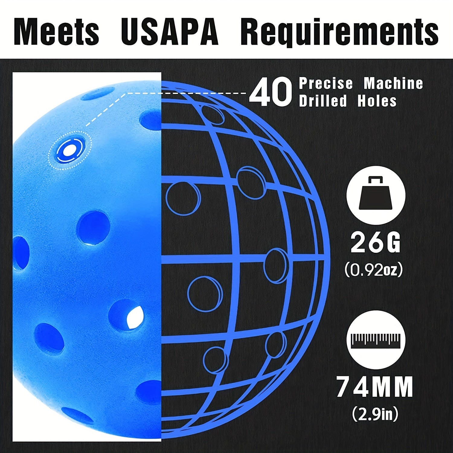 6pcs Pickleball Balls with Mesh Bag for Training
