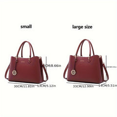 Women's Burgundy Tote Bag Golden Tone Hardware Zipper Closure