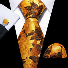 Barry Wang Vintage Men's Tie Set Silver Floral Jacquard Party
