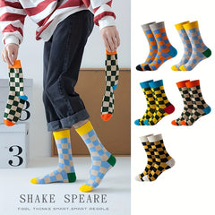 5 Pairs Retro Style Cotton Stockings For Women And Men