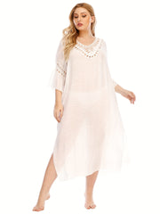 Cut Out Crochet Half Sleeve Cover Up Dress
