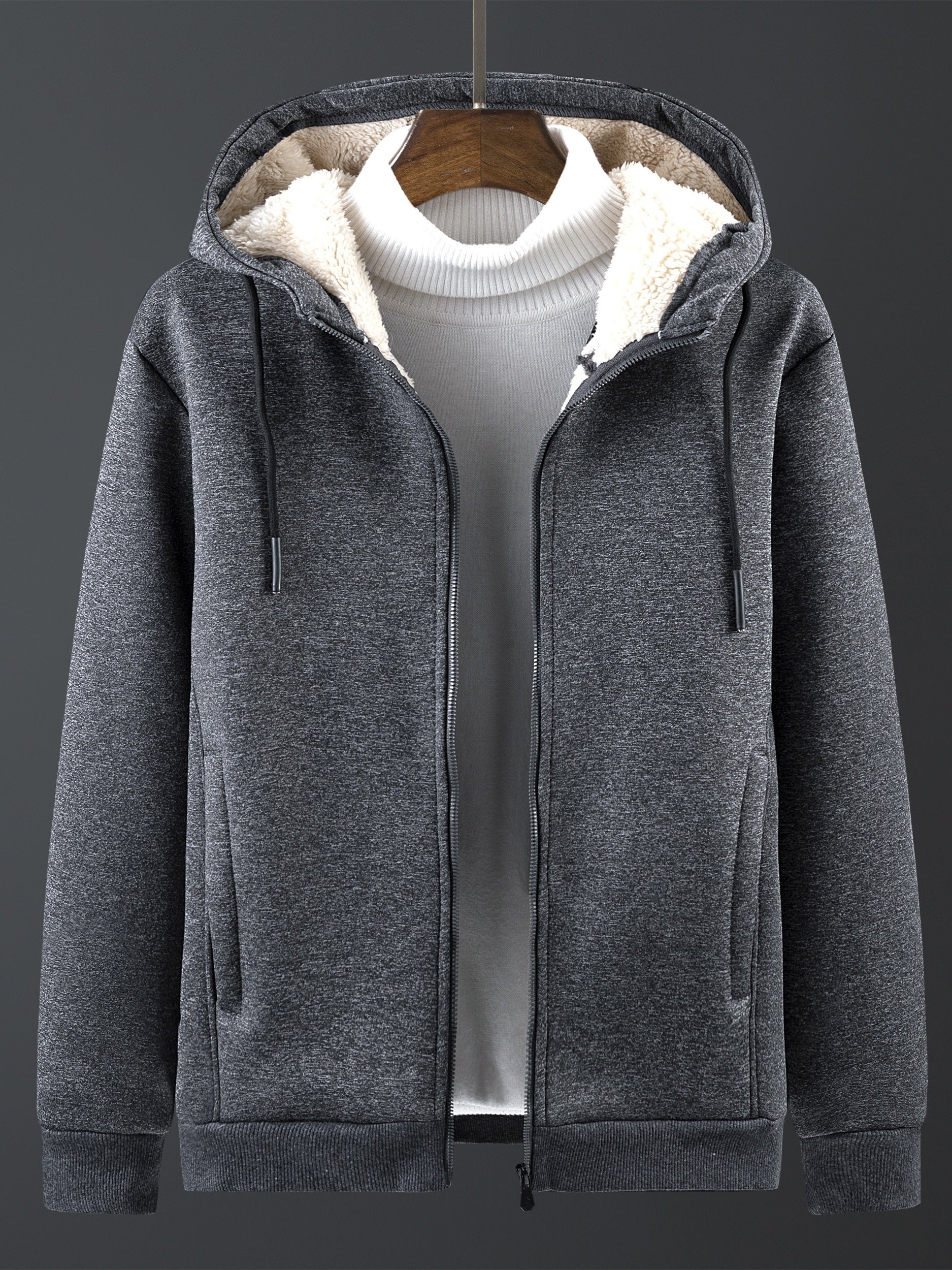 Men's Sherpa Lined Hoodie Zip Up Sweatshirt Warm Jacket
