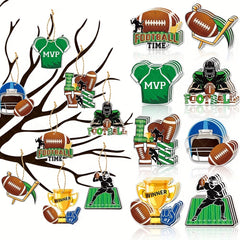 8pcs American Football Rugby Ornaments with Twine for Home Party Decor