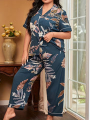 Floral Print Blouse & Pants Lounge Set