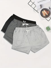 3 Pack Women's Plus Size Casual Elastic Drawstring Shorts