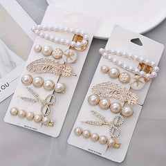 6pcs Fairy Faux Pearl Edge Hair Clip Hairpin Set