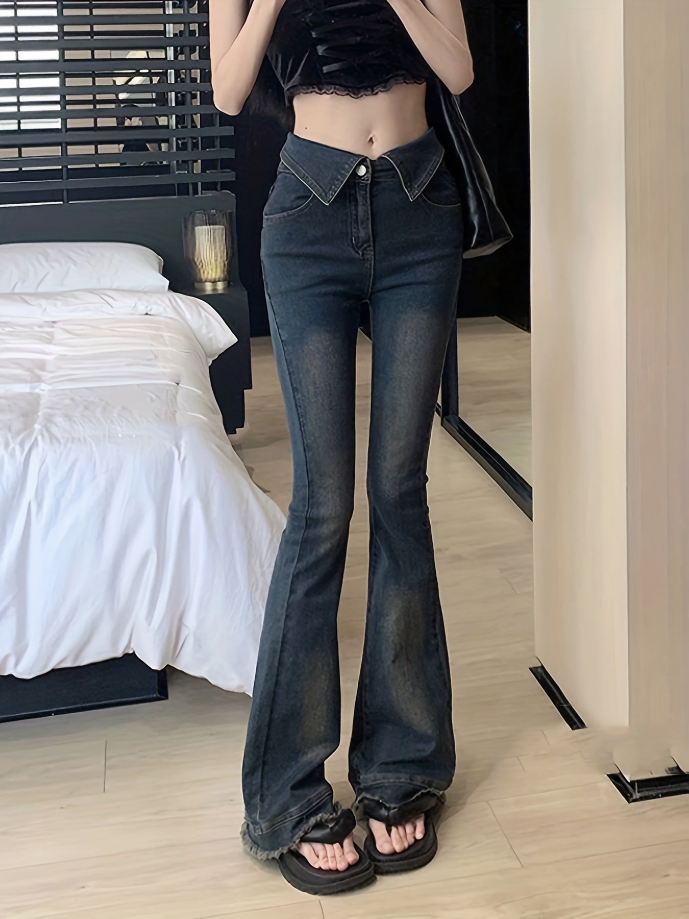 High Waist Flare Jeans Retro Bell Bottom Jeans