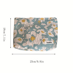 Floral Pattern Makeup Pouch Zipper Roomy Style Makeup Bag