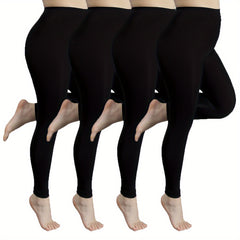 4 Pairs Plus Size Basic Stockings Elastic Ultra soft Tights Set