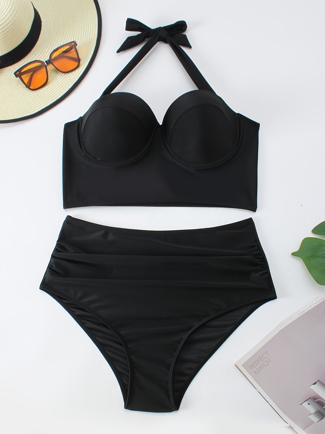 Molded Cup Halter Bra & Panty Bikini Set