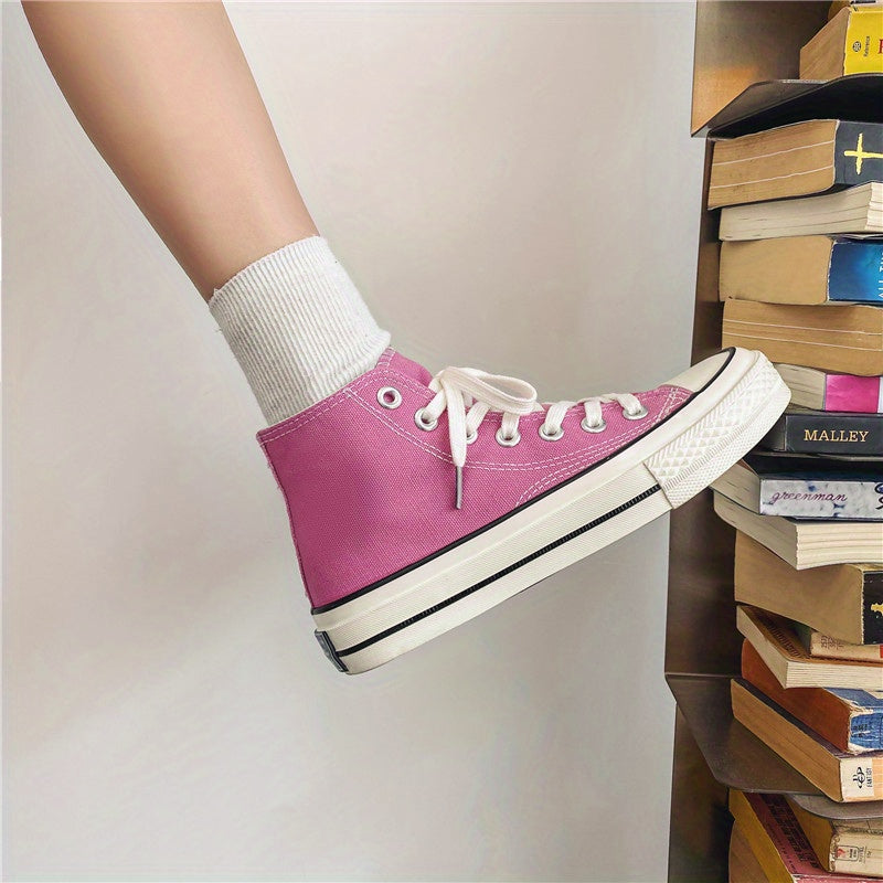 Women's Stars & Letter Print Lace Up High Canvas Shoes