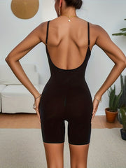 Solid Yoga Jumpsuit Sleeveless Cami Sports Romper For Women