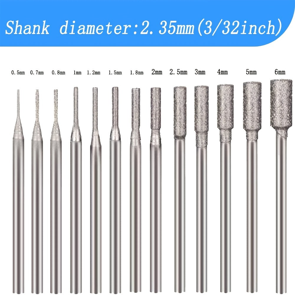 13-Piece Diamond Sanding Bits Set for Jade Carving & Stone Polishing