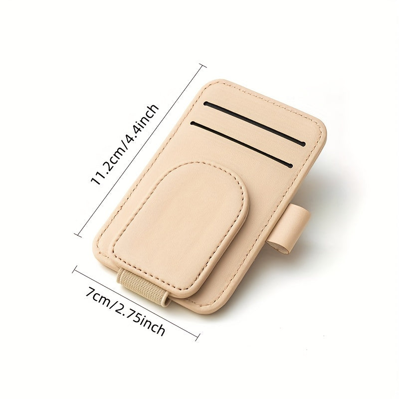 Car Sunglass Holder - Magnetic Leather Clip for Storing Glasses