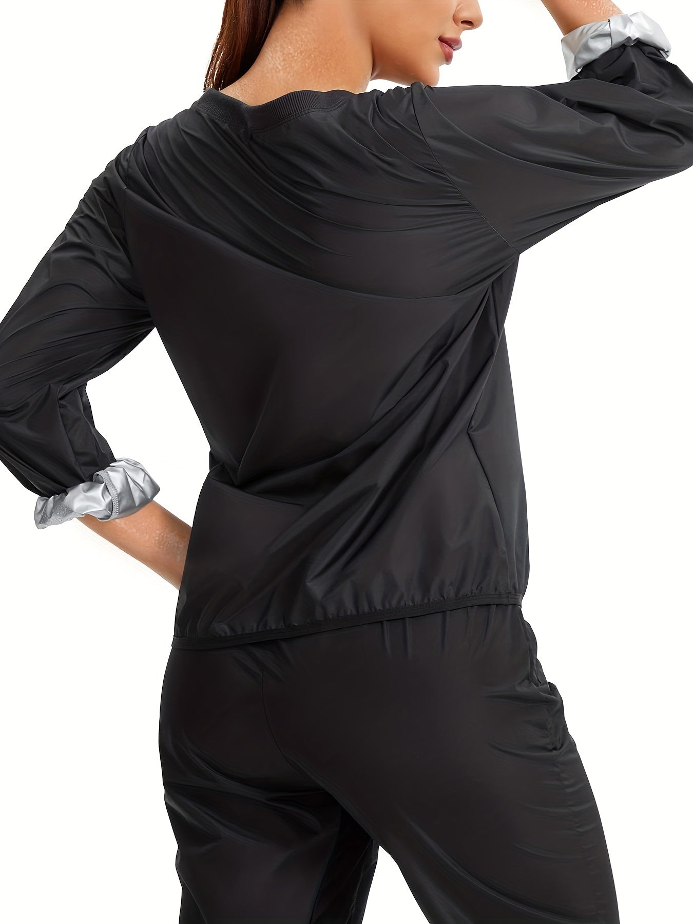 Women's Long Sleeve Sauna Sweatshirt Crew Neck Sports Jacket