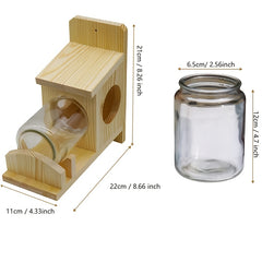 Outdoor Squirrel Feeder with Glass Jar Rustic Squirrel Food Box