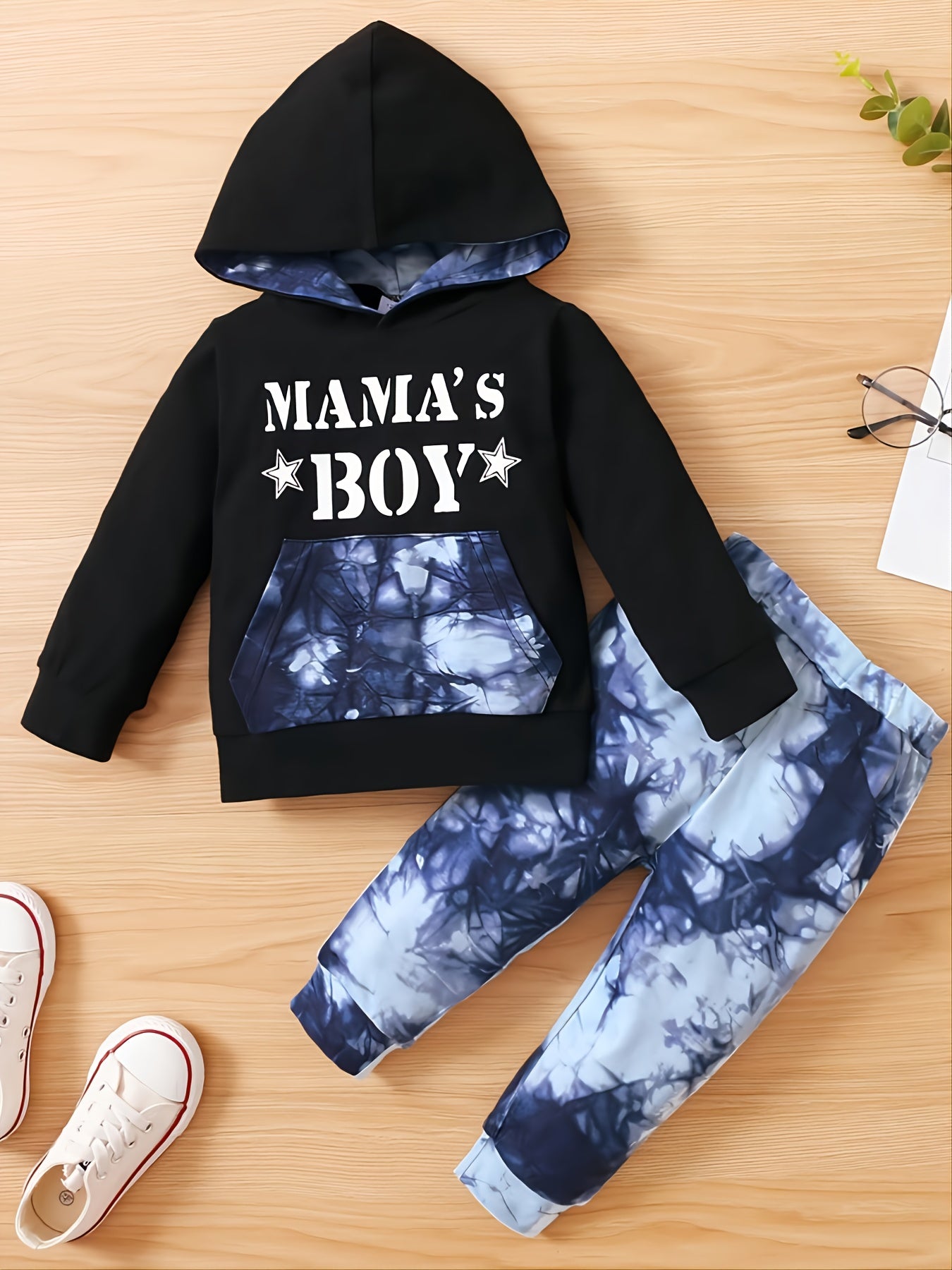 Boys' Tie Dye Cotton Hoodie Letter Print
