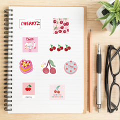 90 Waterproof Pink Heart Cherry Cartoon Sticker Luggage Diary Booklet