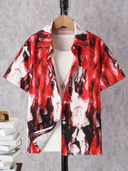 Boys Geometric Short Sleeve Shirts for Summer, Comfy Stretch Tops