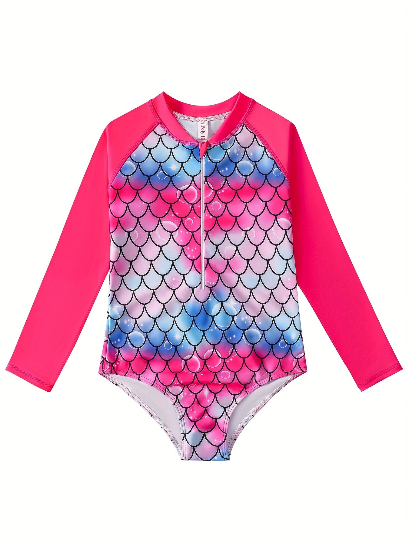 Mermaid Swimsuit Fish Scale Print Long Sleeved Sports Swims