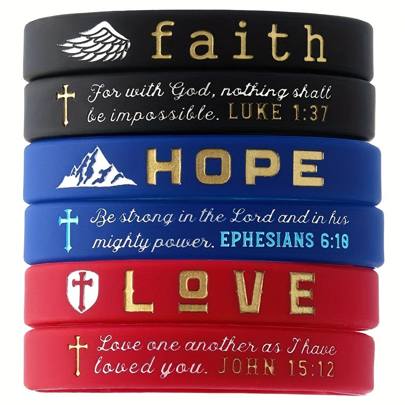 Set of 3 Slogan Rubber Bracelet Silicone Wristband