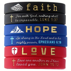 Set of 3 Slogan Rubber Bracelet Silicone Wristband
