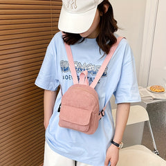 Girls Corduroy Travel Backpack Casual School Bag