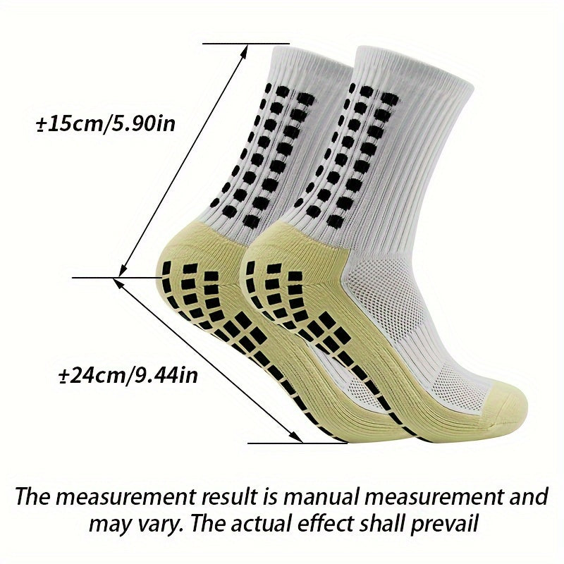 3 Pairs Non-Slip Striped Football Crew Socks