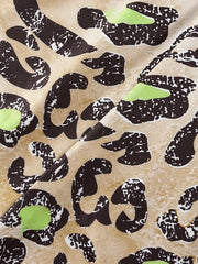 Sporty Leopard Print Plus Size Pajama Shorts