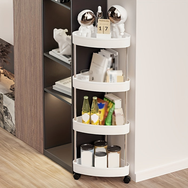 Corner Shelves Stand With Wheel 4 Tier Toilet Paper Stand