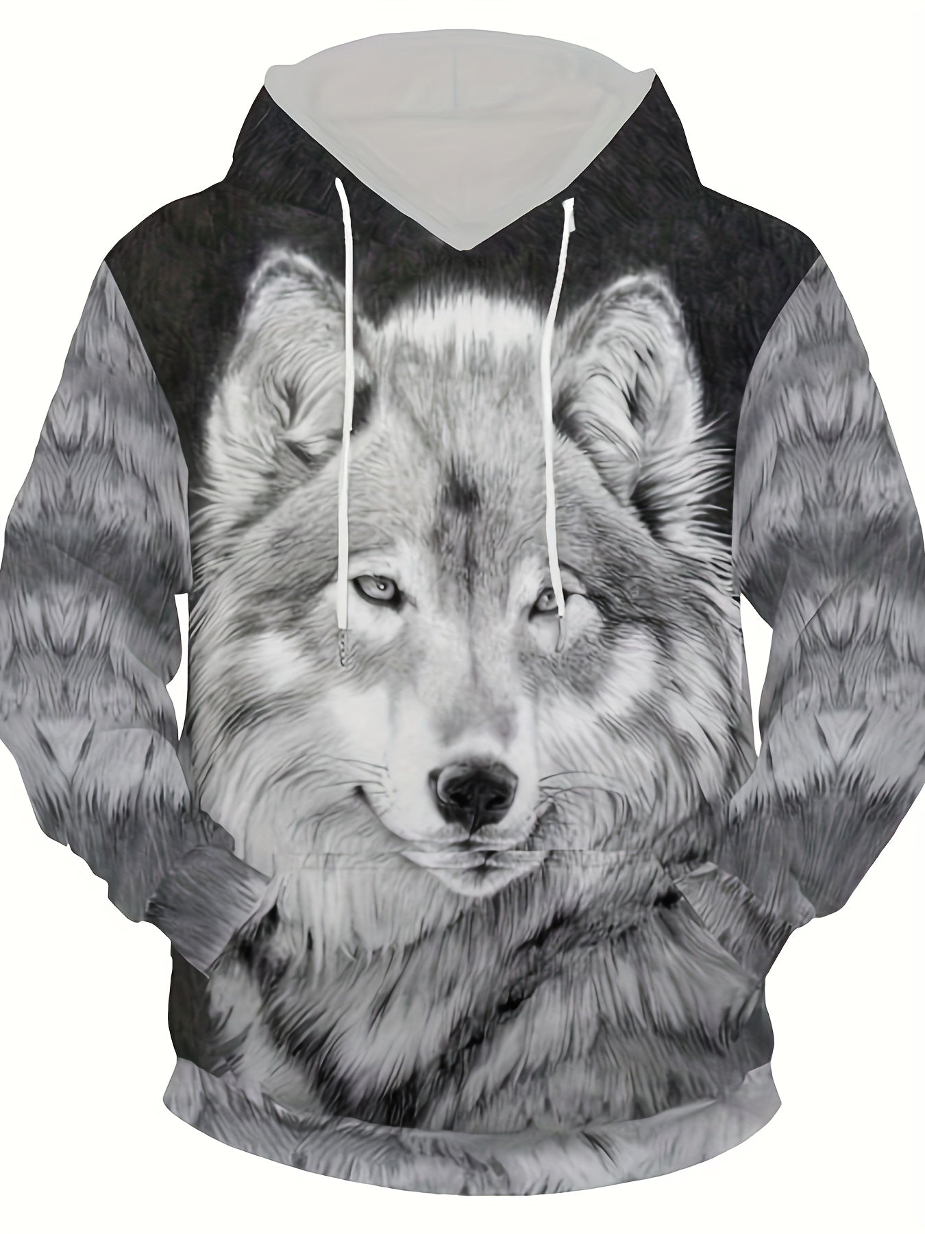 3D Digital Cat Print Hoodies For Men Graphic Sweatshirt With Kangaroo Pocket