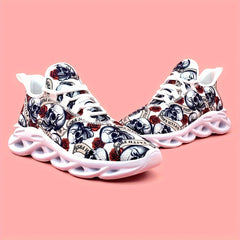 Skull & Rose Pattern Outdoor Sneakers Lightweight Sport Shoes