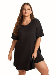 Short Sleeve Split Oversized Tops & Biker Shorts Set