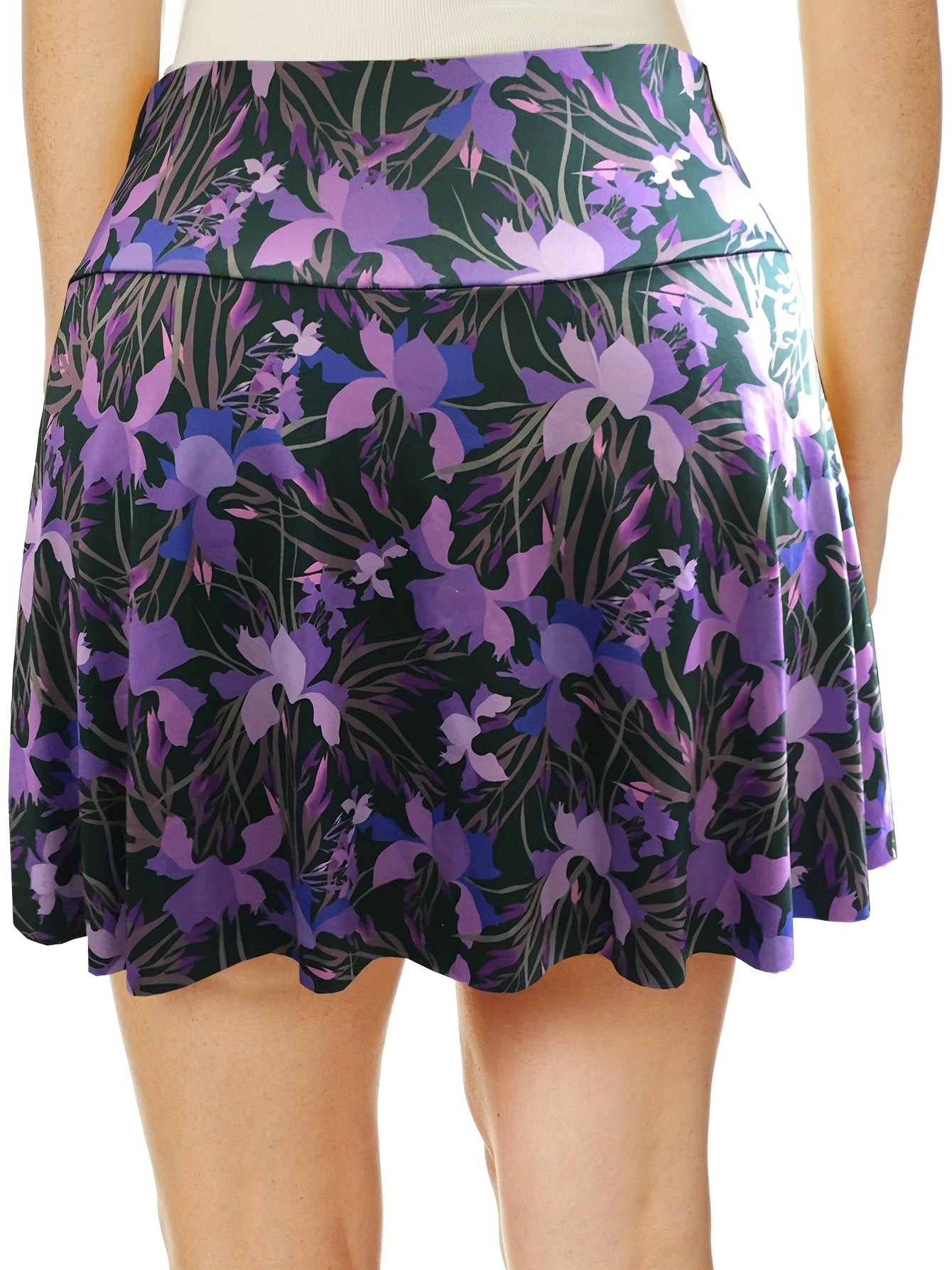 Floral Print High Rise Plus Size Sports Skort