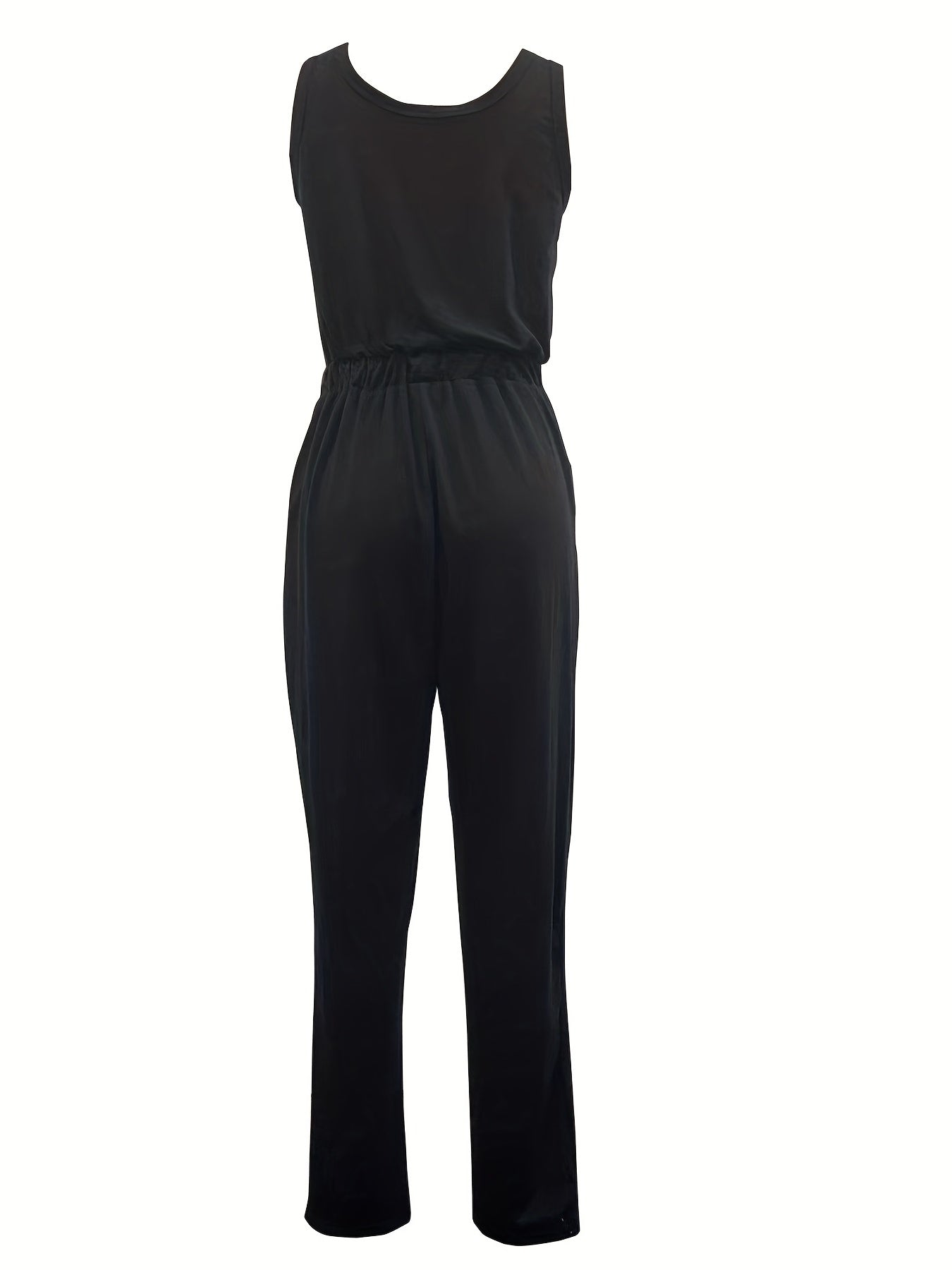 Sleeveless Dual Pockets Drawstring Jumpsuit