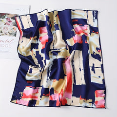 Vintage Geometric Print Bandana Small Satin Square Scarf Head Wrap