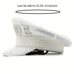 Sequin Faux Pearl Bride Hat for Bachelorette Parties