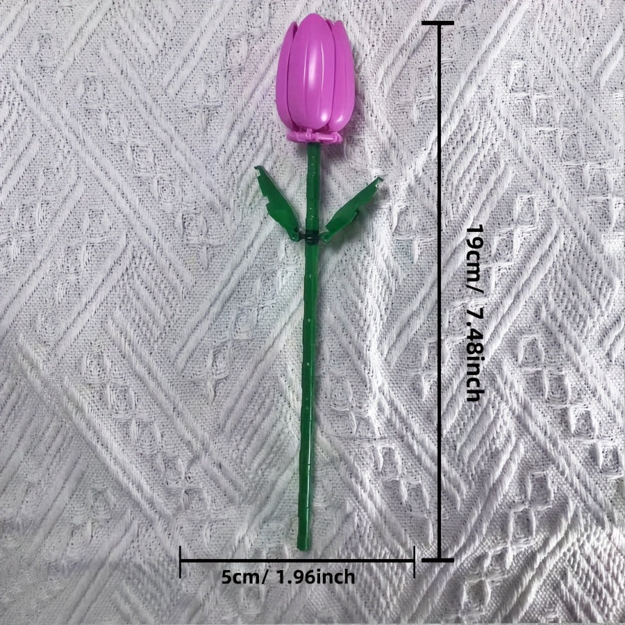 DIY Flower Bouquet Set with Colorful Plastic Flowers and Green Stems